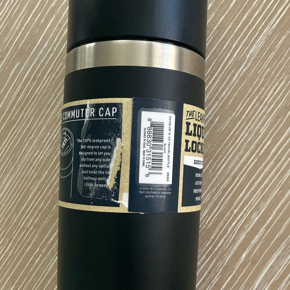 YETI RamblerTravel Bottle 16oz With Leakproof Commuter Cap Black Tumbler Cup Mug - Picture 5 of 12